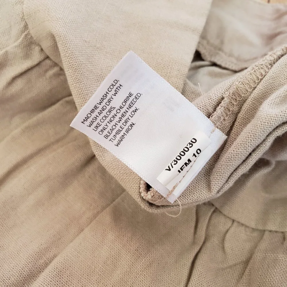 Old Navy Linen Blend Skirt Khaki Elastic Waist M